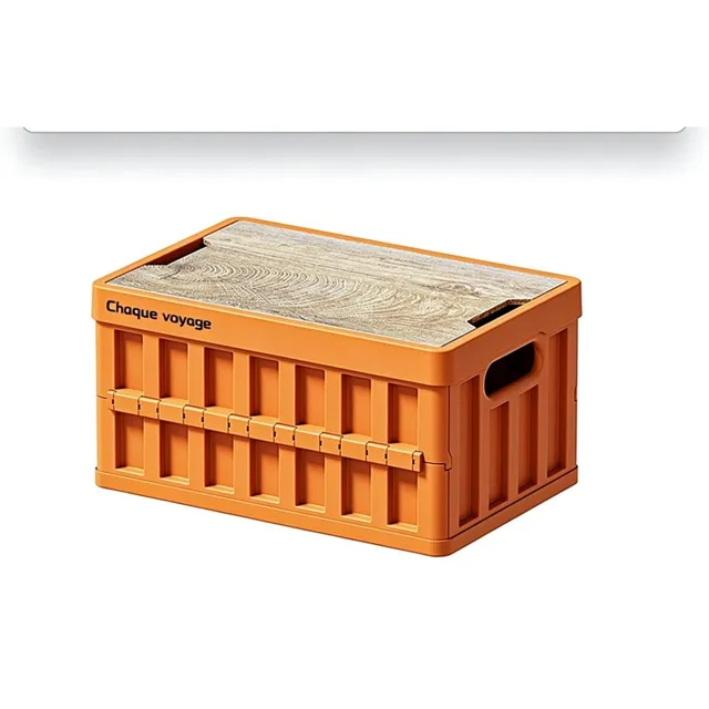 Folding Storage Crate with Wood-Grain Lid – 8001 / 8002 / 8003